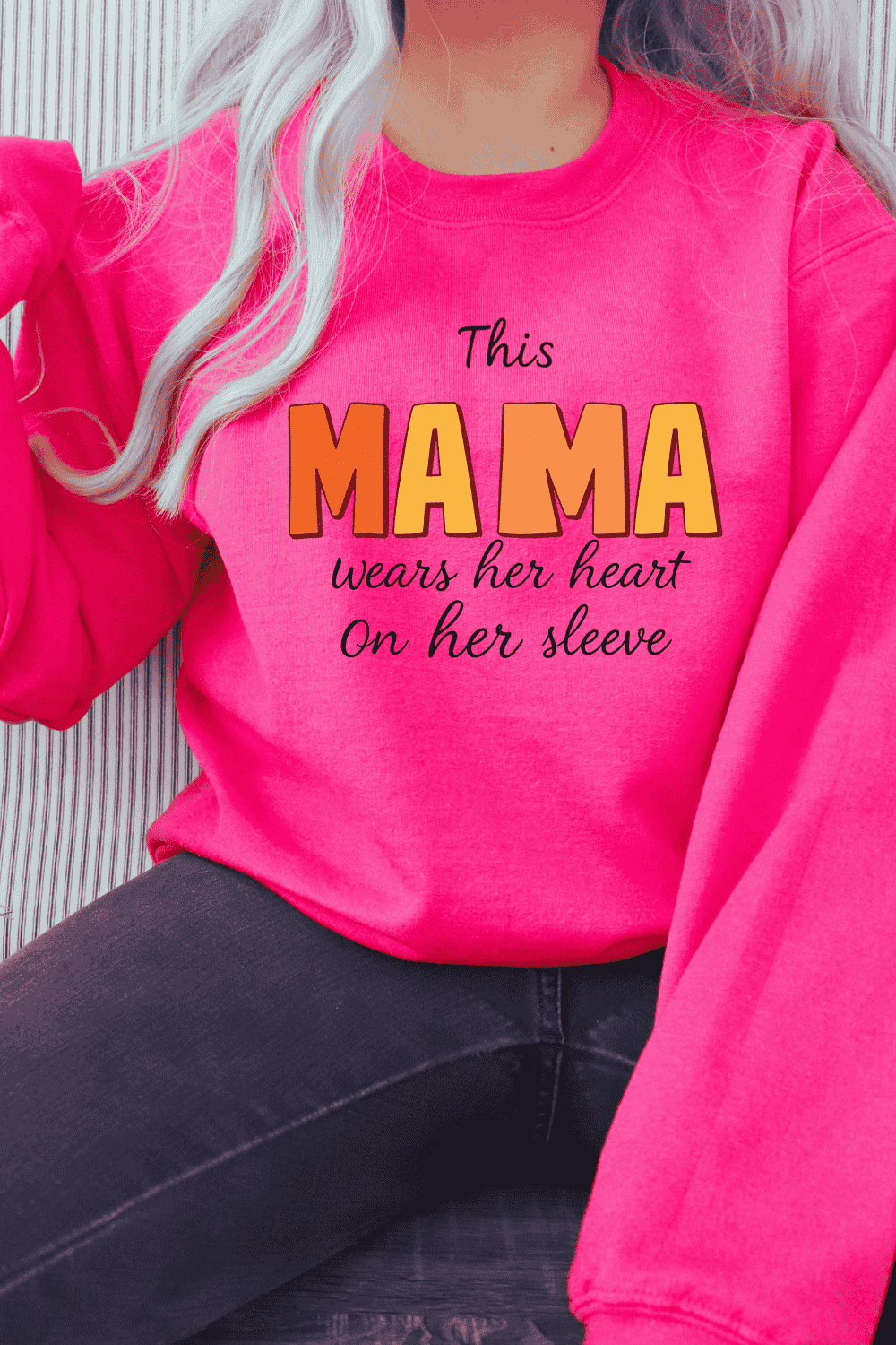 Heart on Sleeve Mama Quote T-shirt Design pinterest preview image.