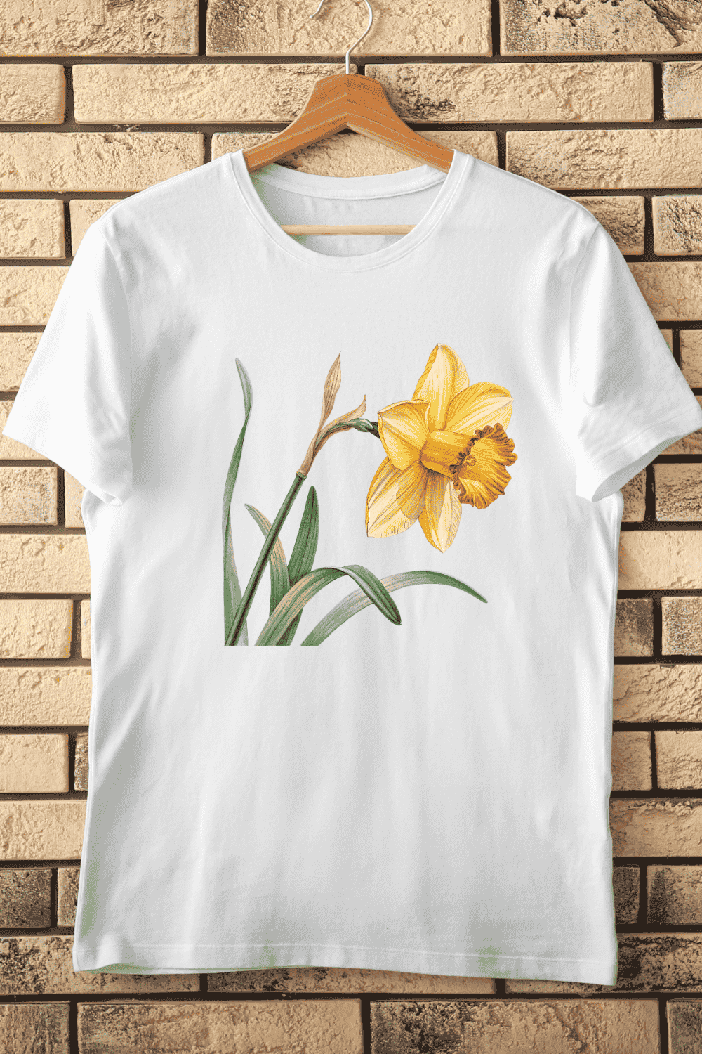 Yellow Daffodil T-Shirt Design pinterest preview image.