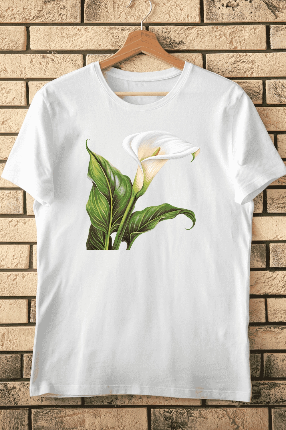 White Calla Lily T-Shirt Design pinterest preview image.