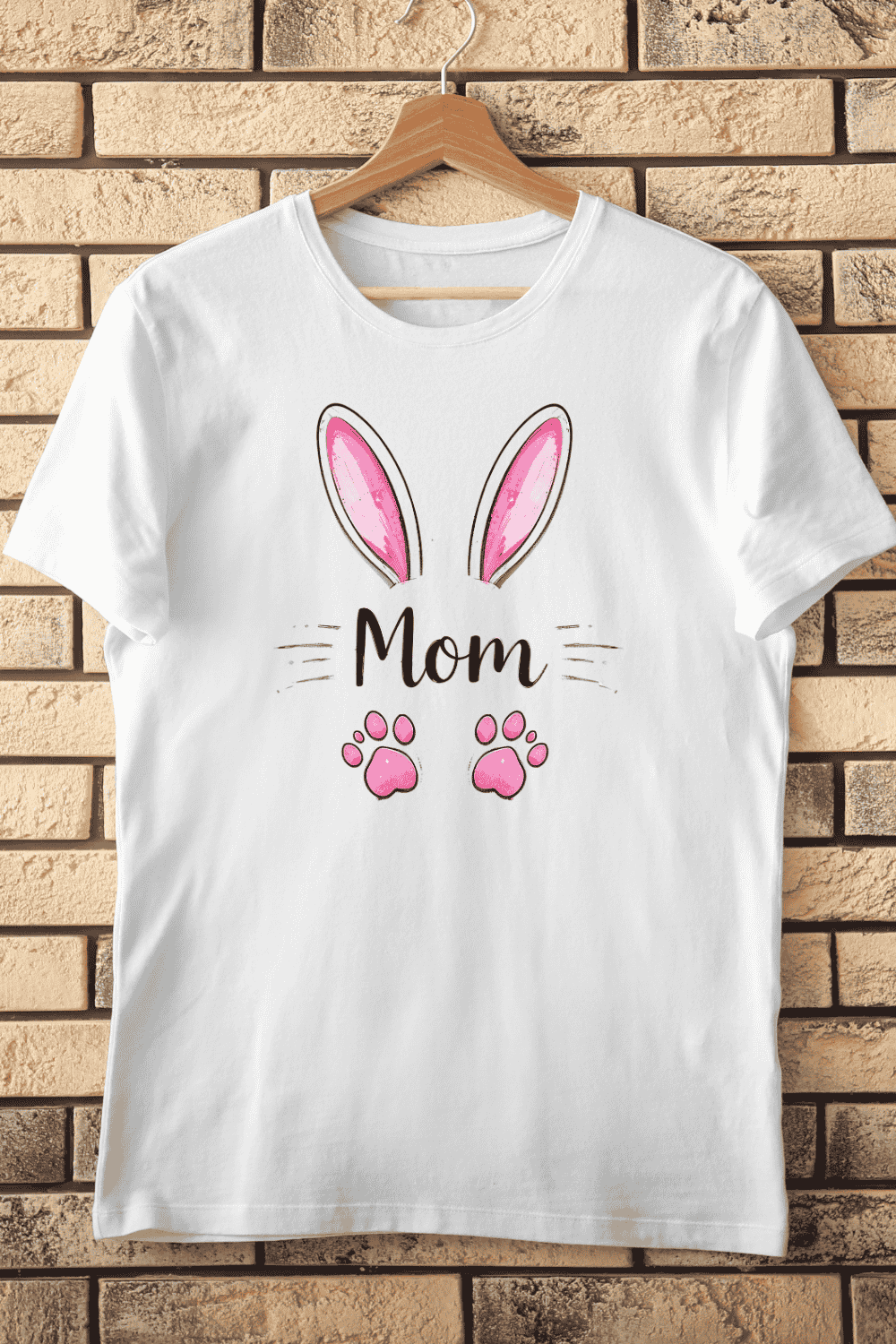 Cute Holiday Bunny Ears Mom T-shirt Design pinterest preview image.