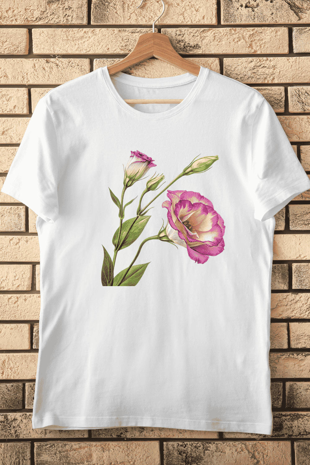 Natural Lisianthus T-Shirt Design pinterest preview image.