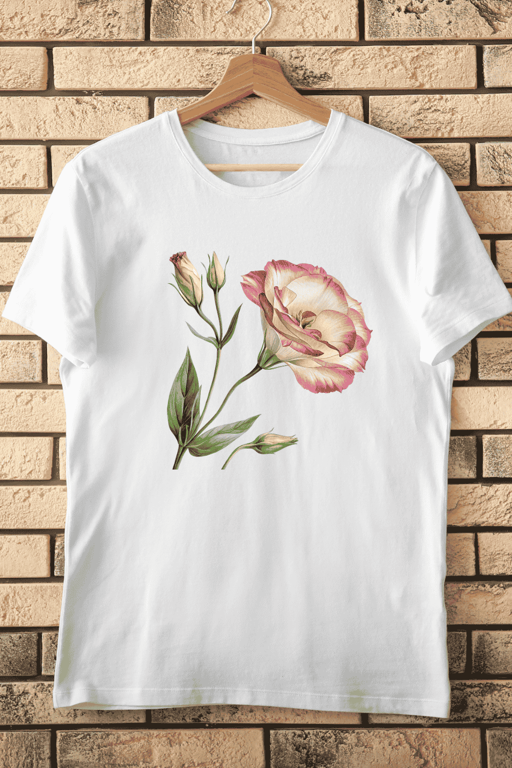 Pink Lisianthus Flower T-Shirt Design pinterest preview image.