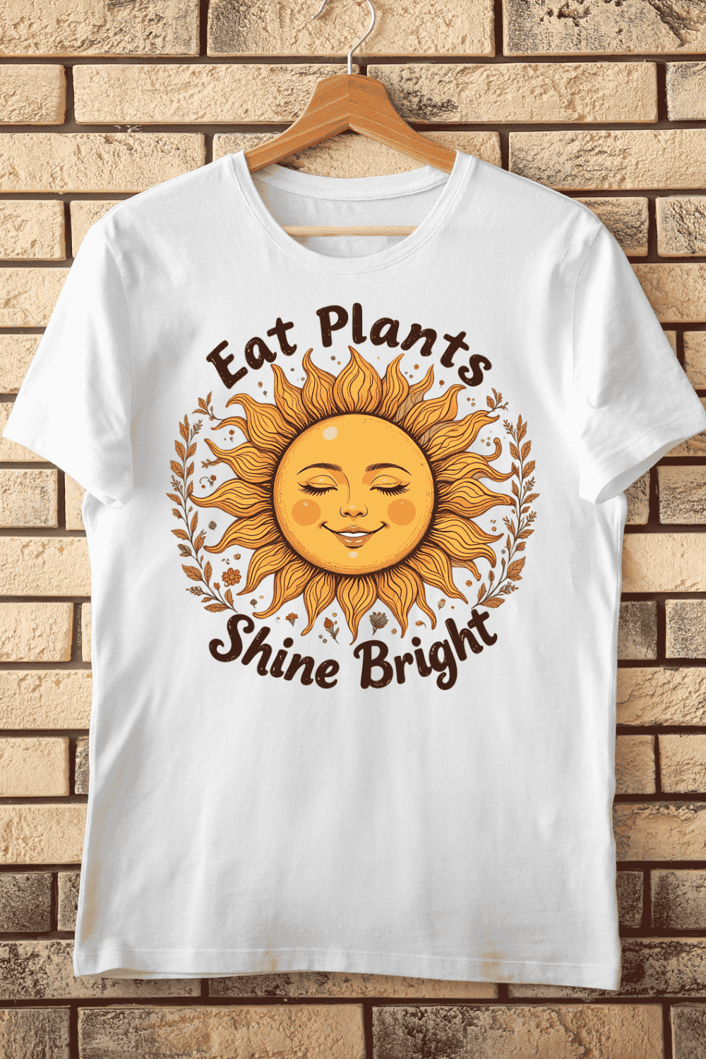 Shine Bright Eat Plants Healthy Lifestyle T-Shirt Design pinterest preview image.