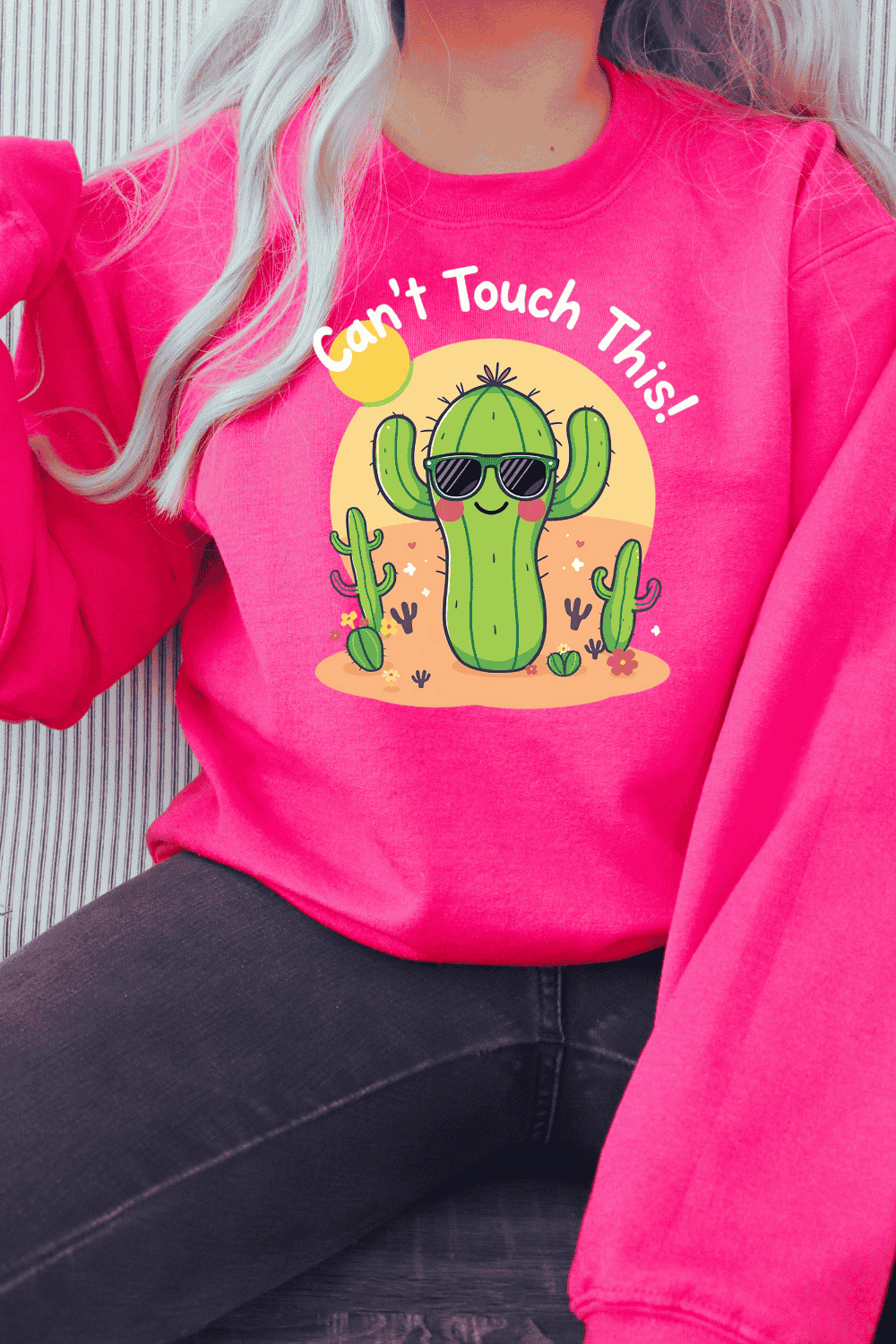 Can't Touch This Cactus T-shirt Design pinterest preview image.