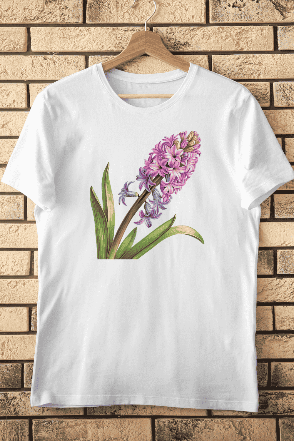 Floral Hyacinth Bloom T-Shirt Design pinterest preview image.