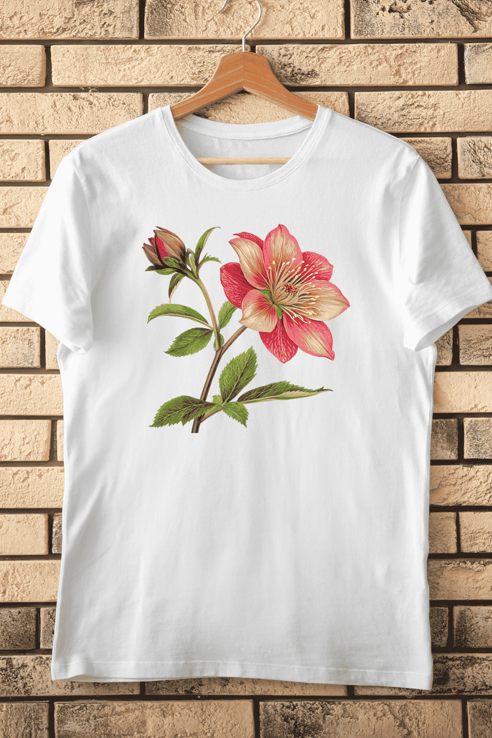 Hellebore Flower T-Shirt Design pinterest preview image.