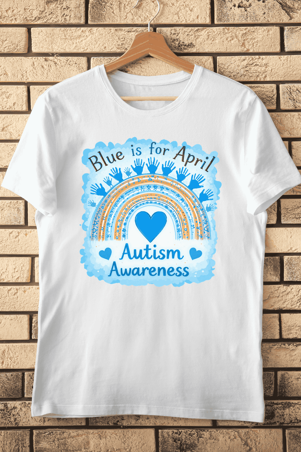 Blue is for April Autism Support T-Shirt Design pinterest preview image.