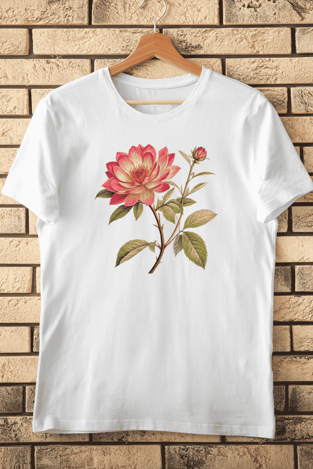 Botanical Hellebore Flower T-Shirt Design pinterest preview image.