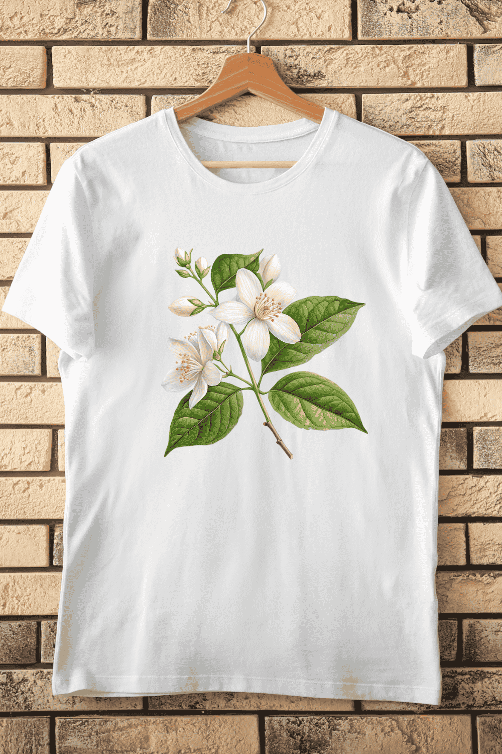 Jasmine Flower T-Shirt Design pinterest preview image.