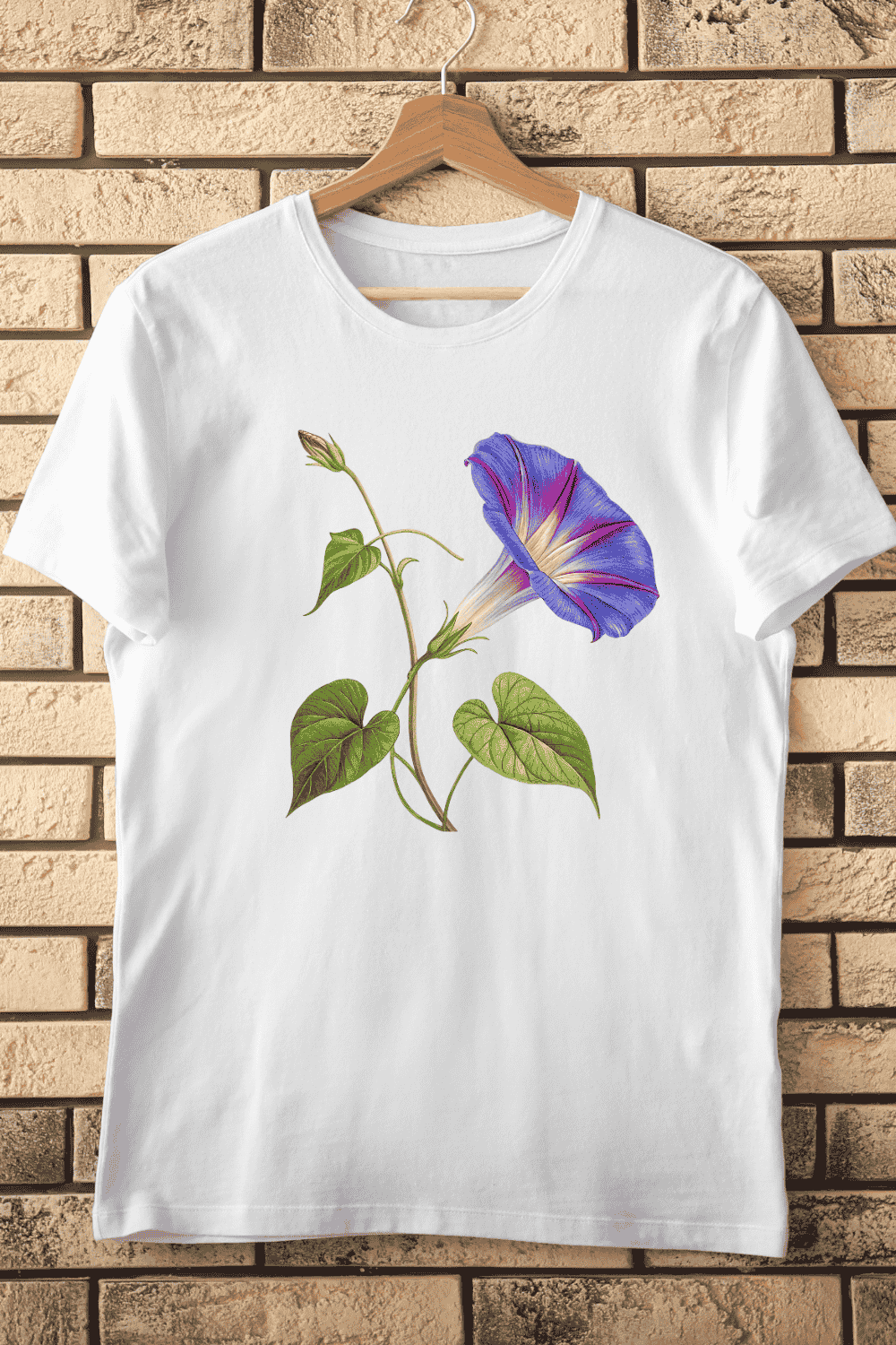 Morning Glory Flower T-Shirt Design pinterest preview image.