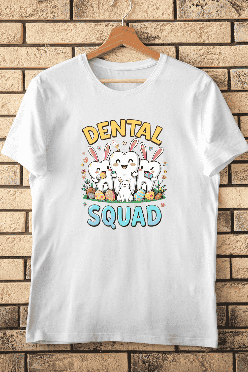 Cartoon Funny Teeth Bunny T-shirt Design pinterest preview image.