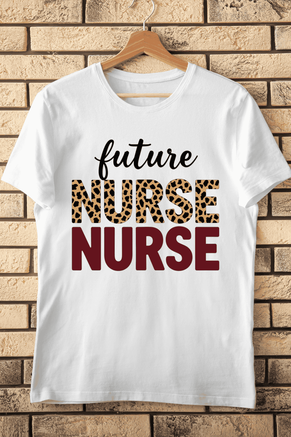 Leopard Print Future Nurse T-shirt Design pinterest preview image.