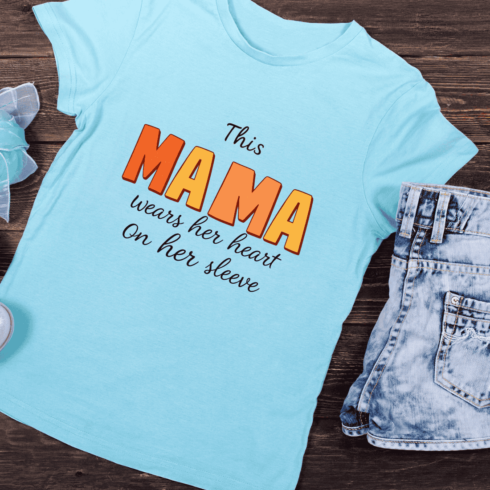 Heart on Sleeve Mama Quote T-shirt Design cover image.