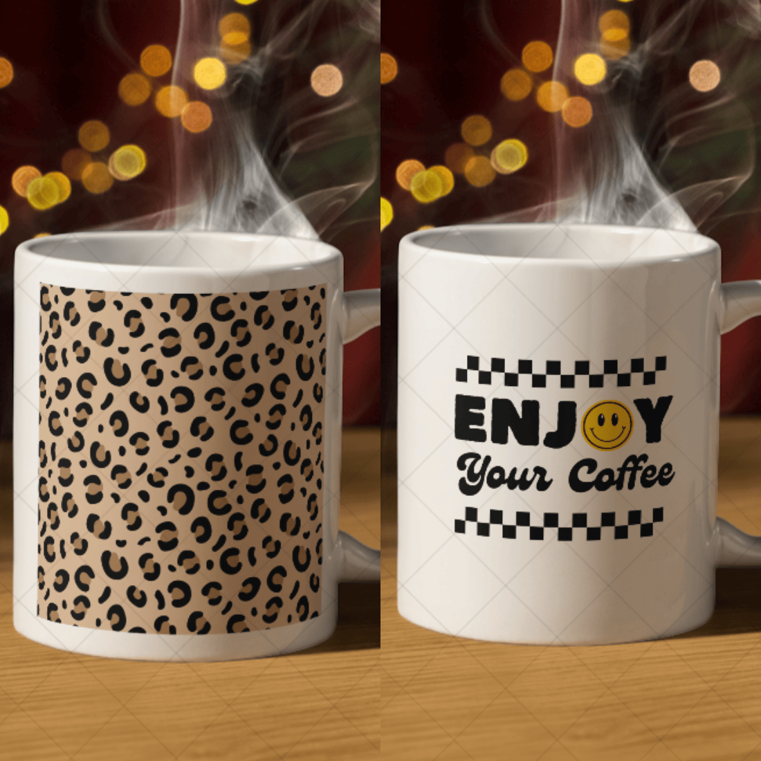 4 Colourfull mug mockups preview image.