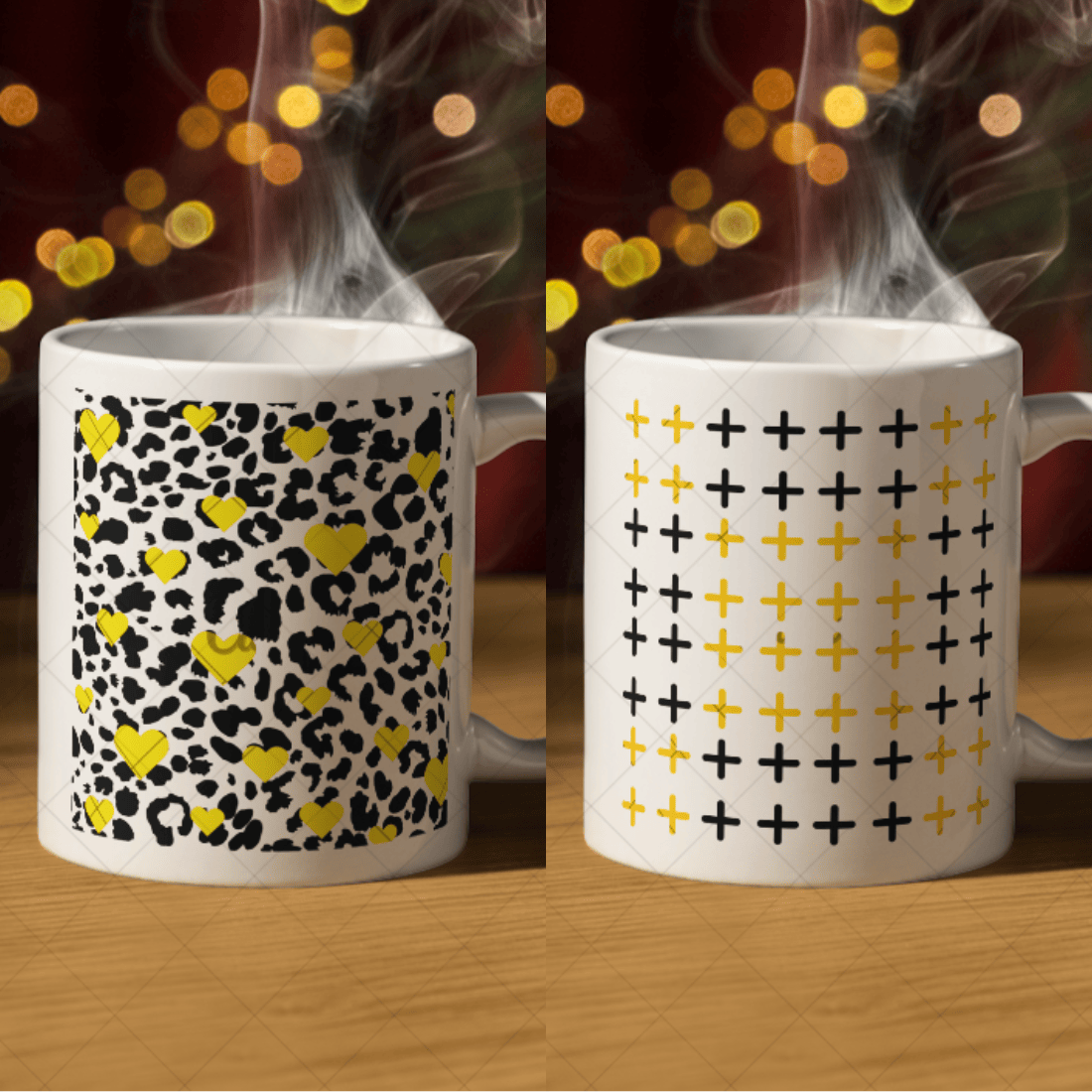 4 Colourfull mug mockups preview image.