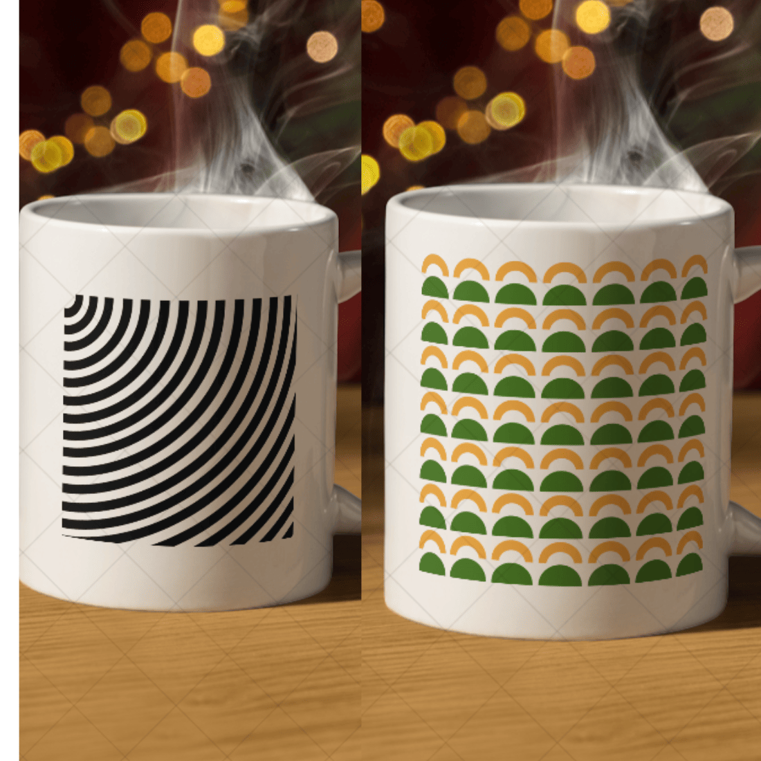 4 Colourfull mug mockups preview image.