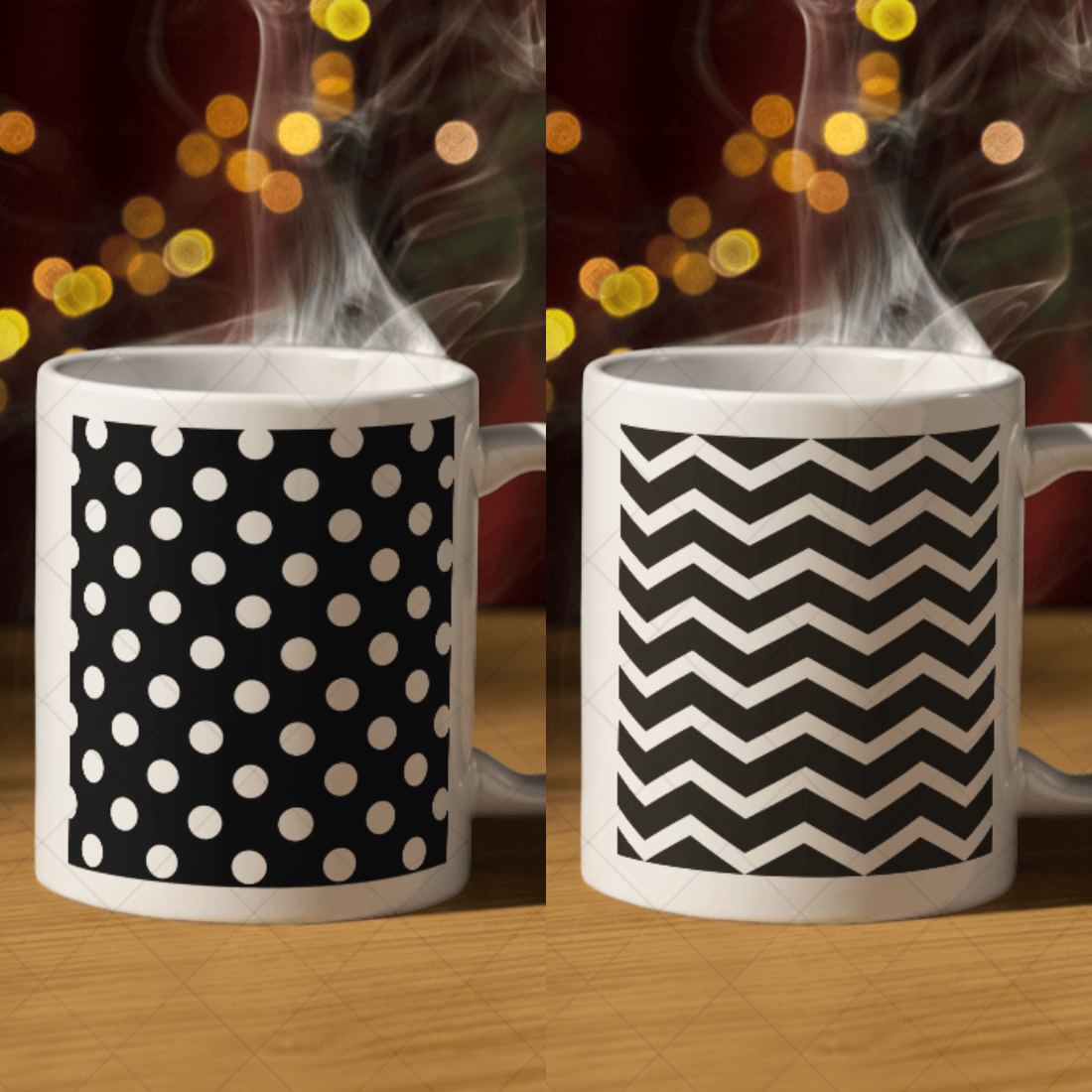 4 Colourfull mug mockups preview image.