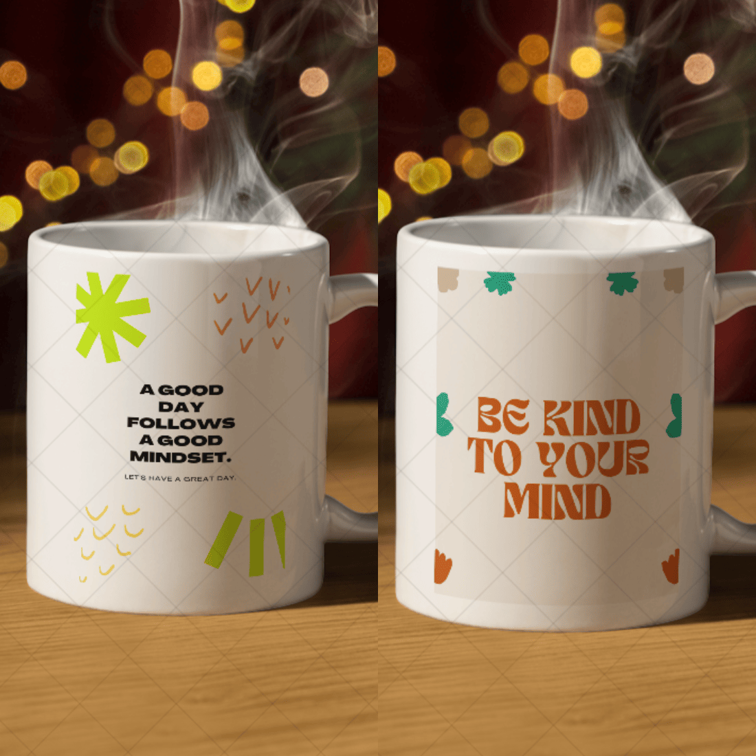 4 Eye Catching mug mockups preview image.