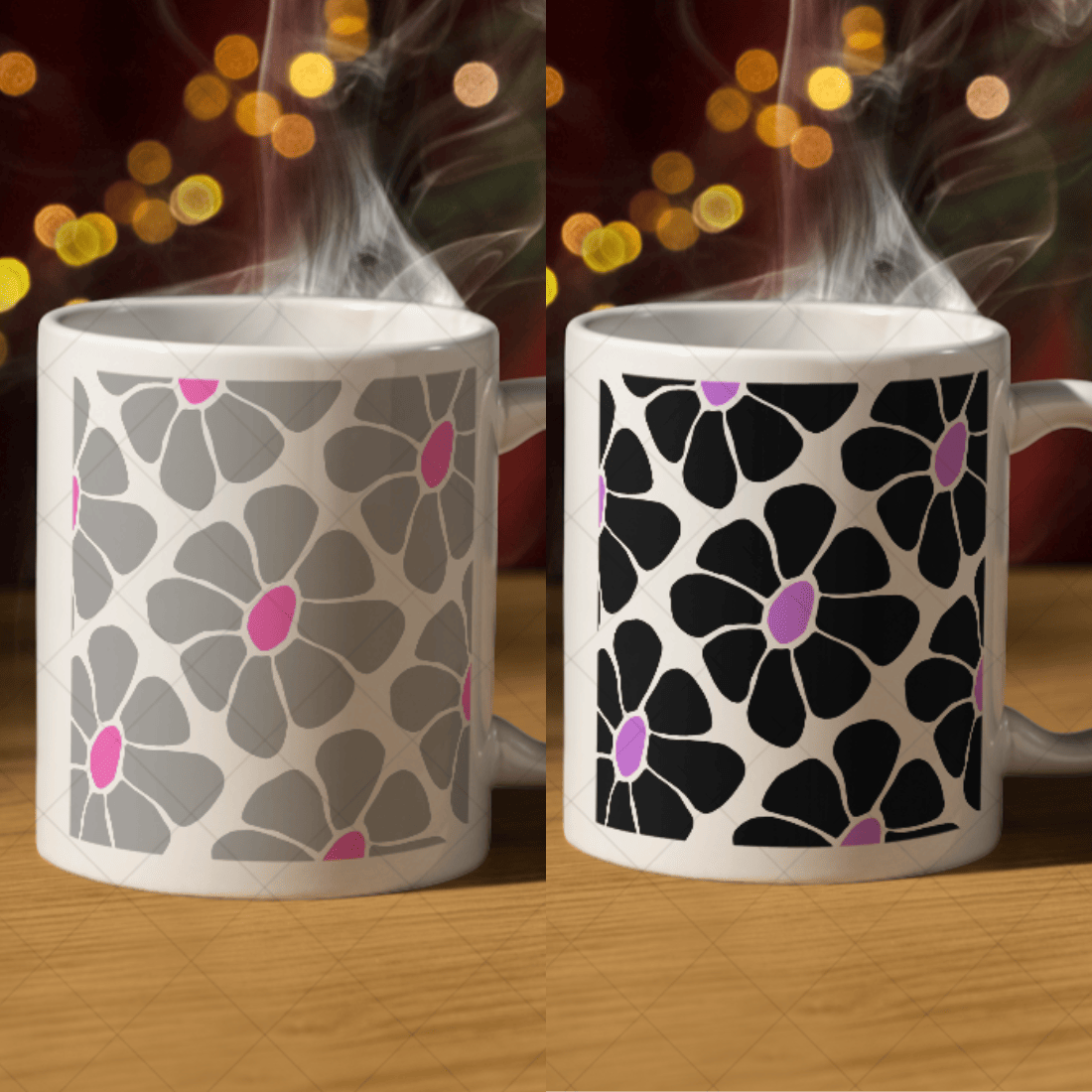 4 Colourful stunning mug mockups preview image.