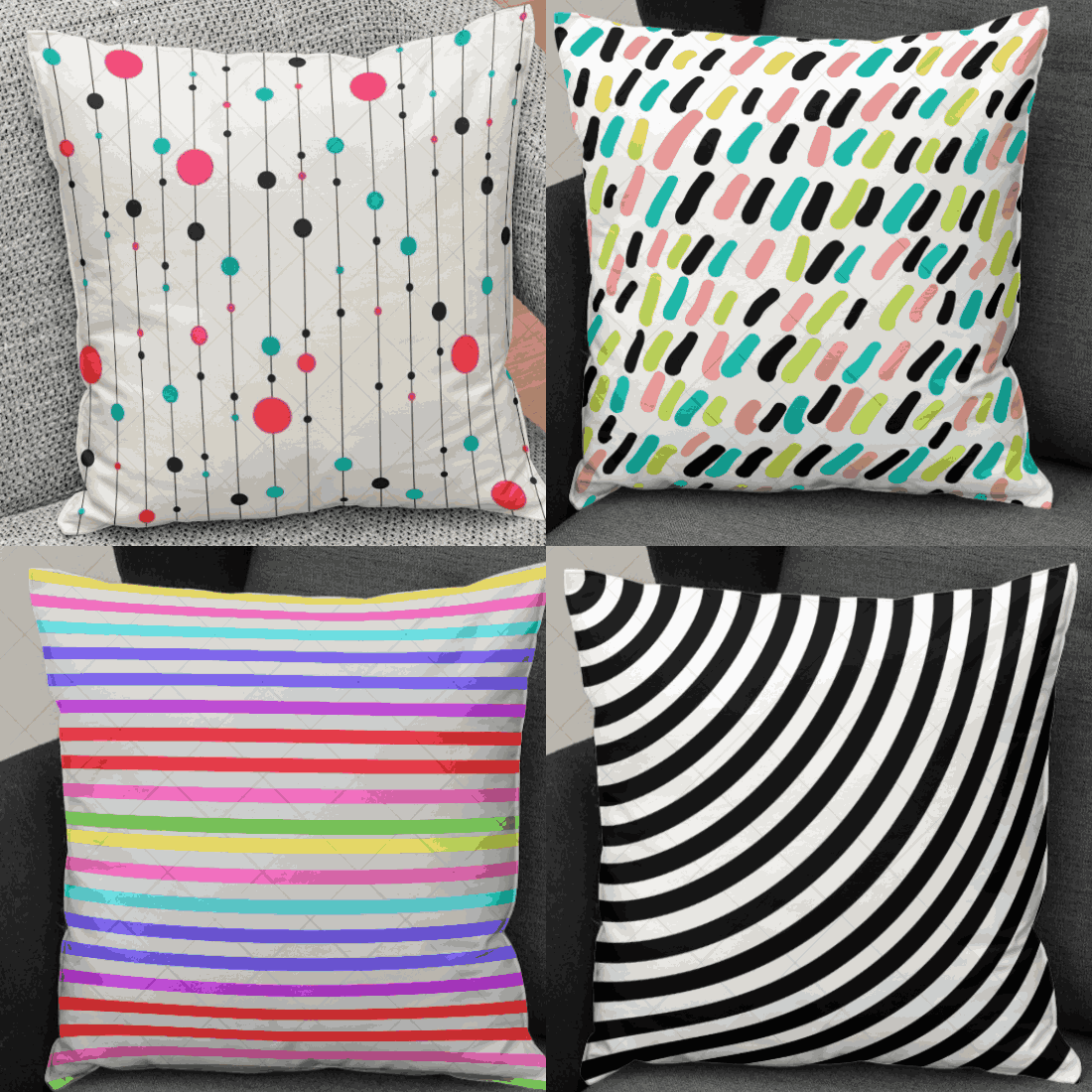 8 Eye Catching textile pattern designs for pillows mockups preview image.