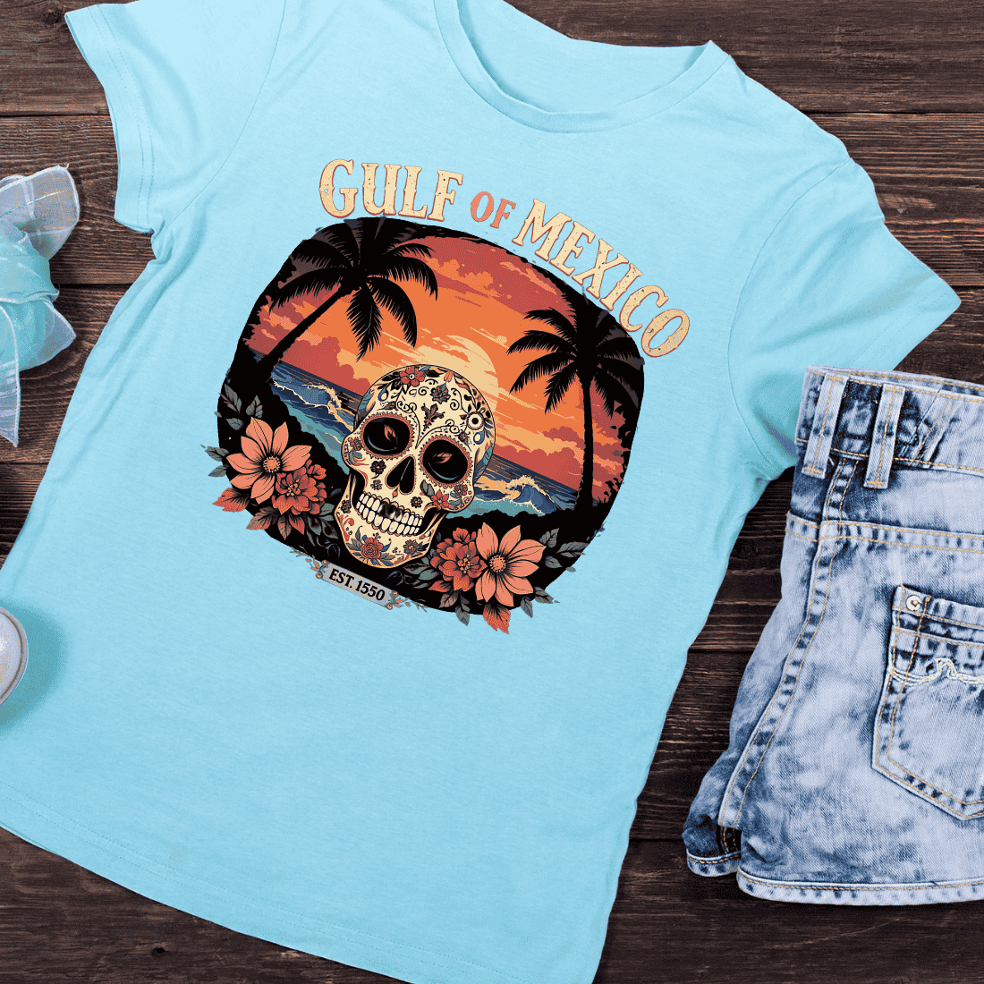 Gulf of Mexico Sugar Skull T-shirt Design cover image.