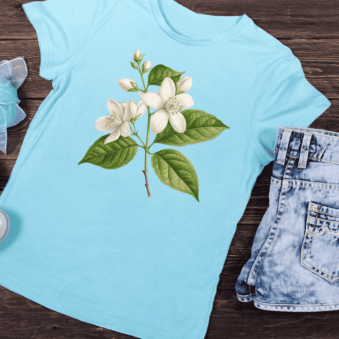 Jasmine Flower T-Shirt Design preview image.