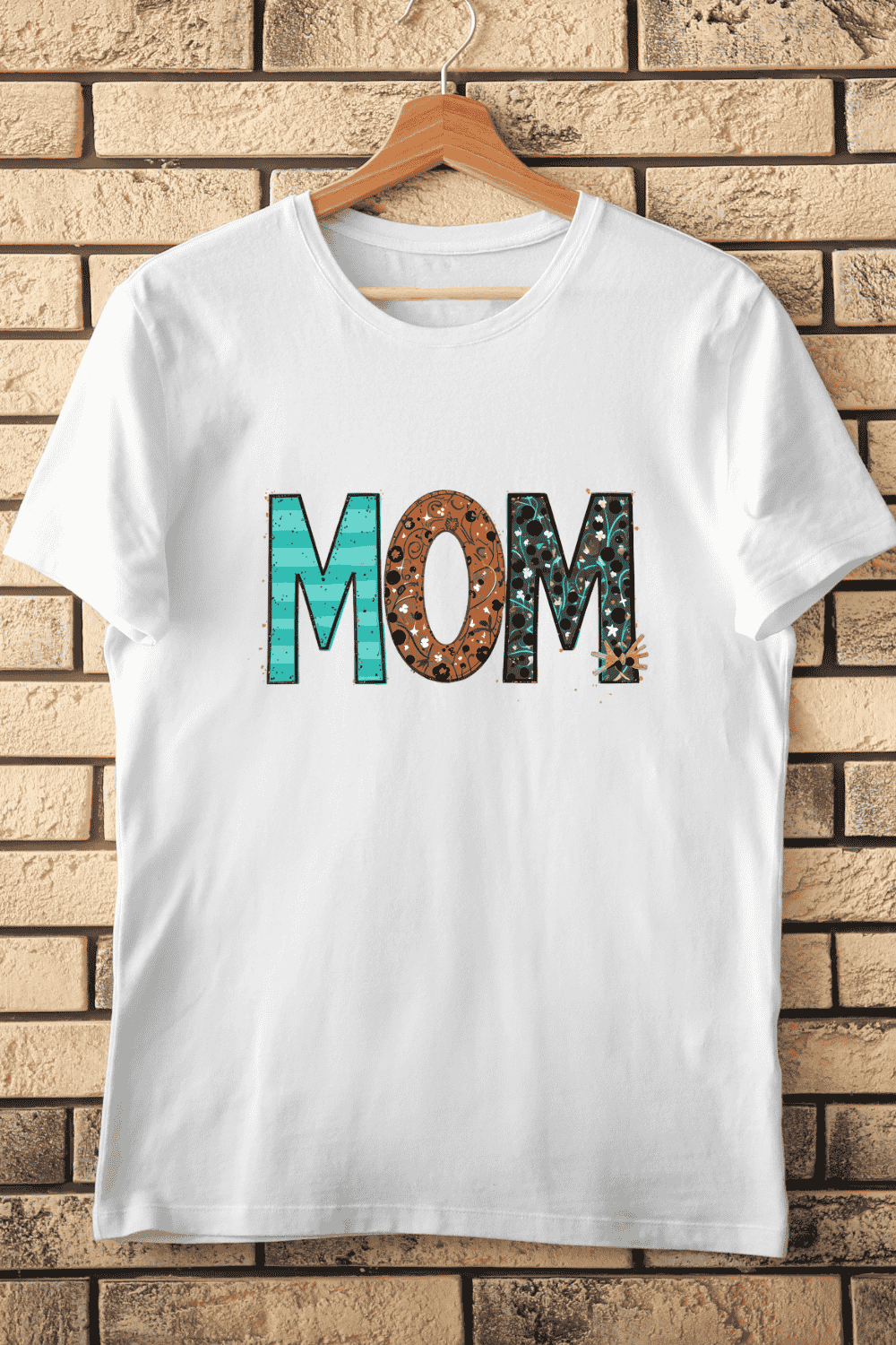 Decorative MOM Typography T-shirt Design pinterest preview image.