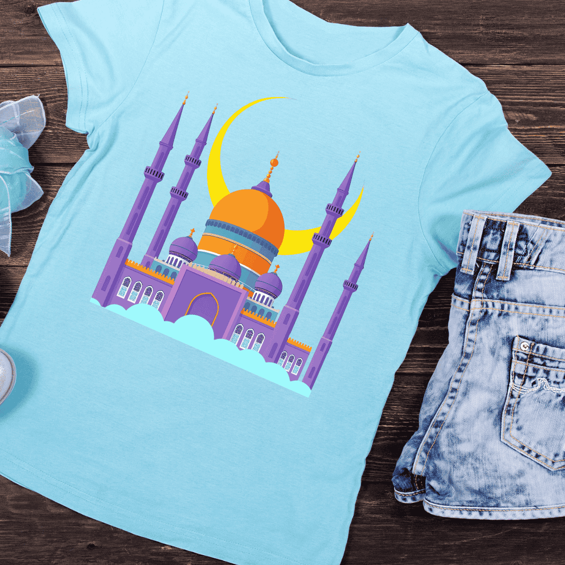 Ramadan Kareem Mosque T-shirt Design preview image.