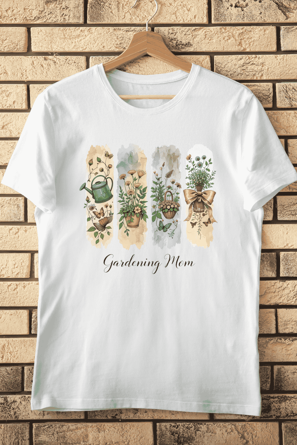 Watercolor Floral Gardening Mom T-Shirt Design pinterest preview image.