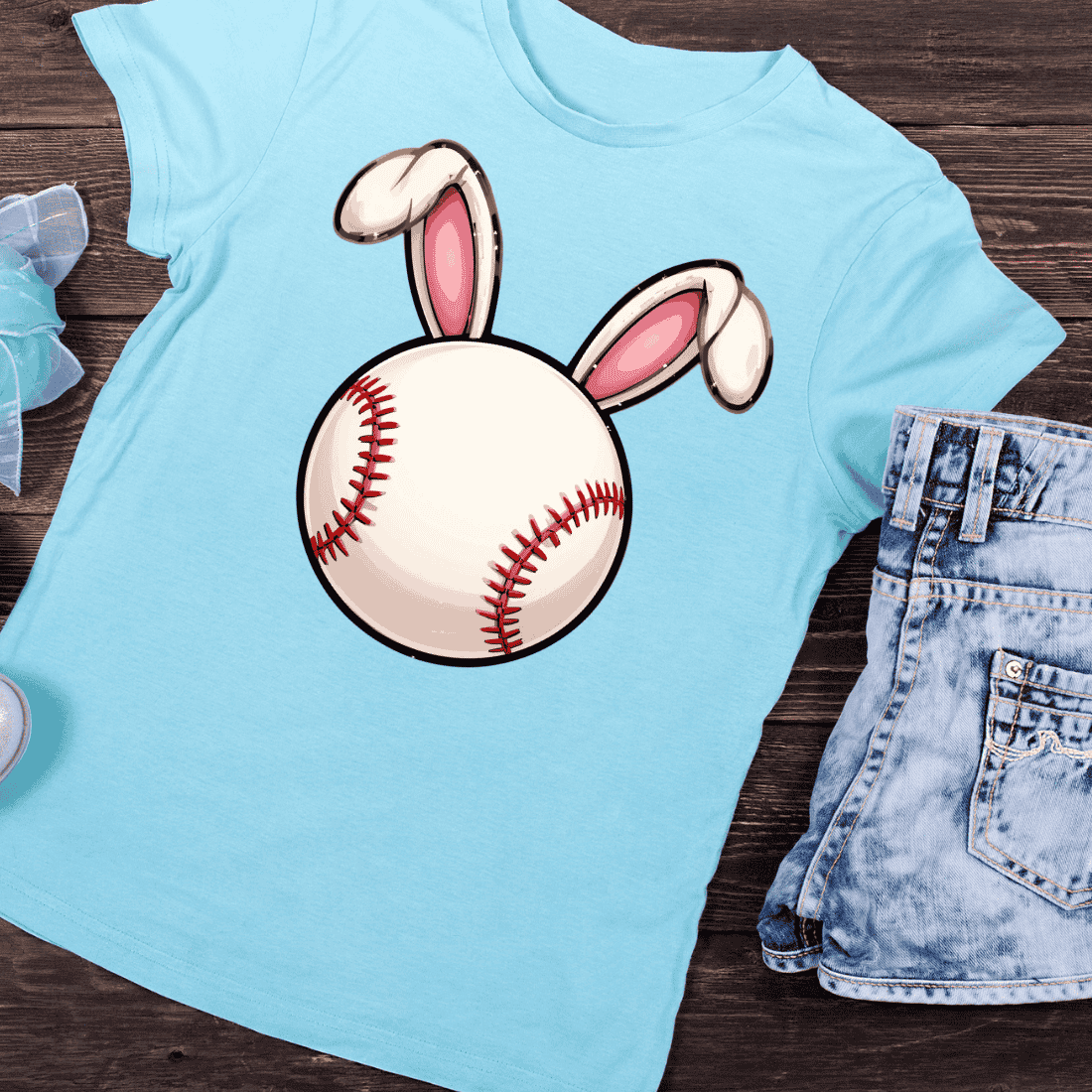 Baseball with Rabbit Ears T-Shirt Design preview image.