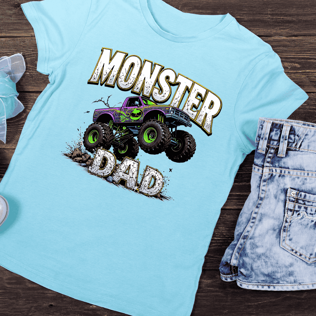 Father's Day Monster Truck T-shirt Design cover image.