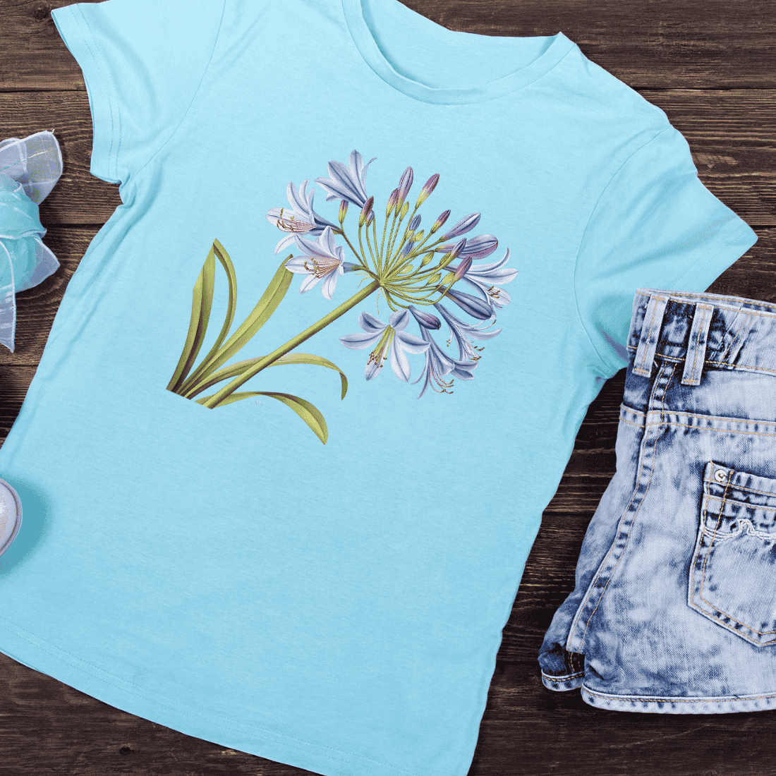 Agapanthus Flower T-Shirt Design preview image.