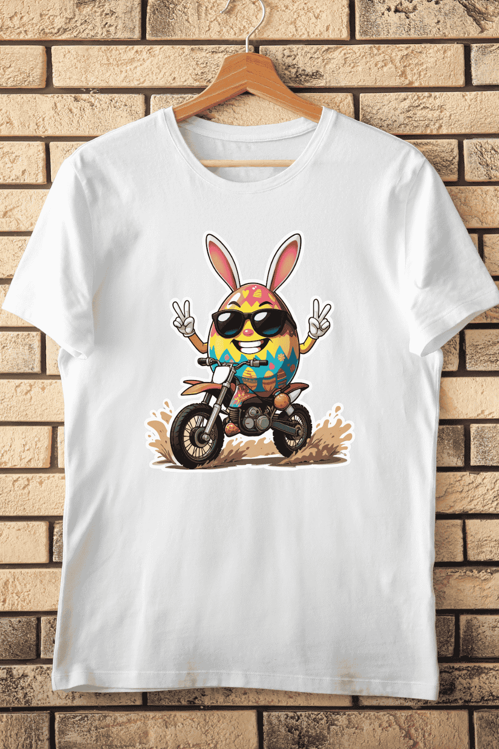 Funny Egg Motorbike T-shirt Design pinterest preview image.