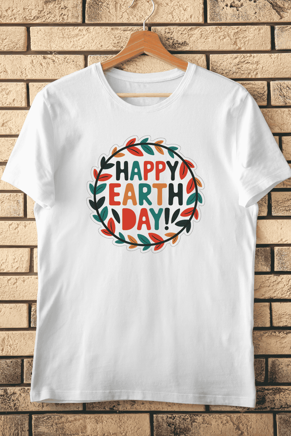 Colorful Happy Earth Day T-shirt Design pinterest preview image.