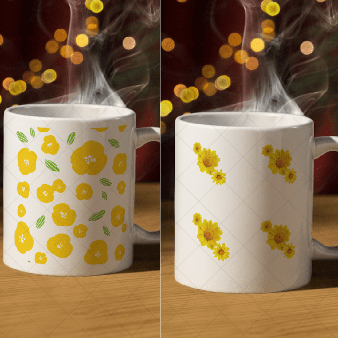 4 Colourfull mug mockups preview image.