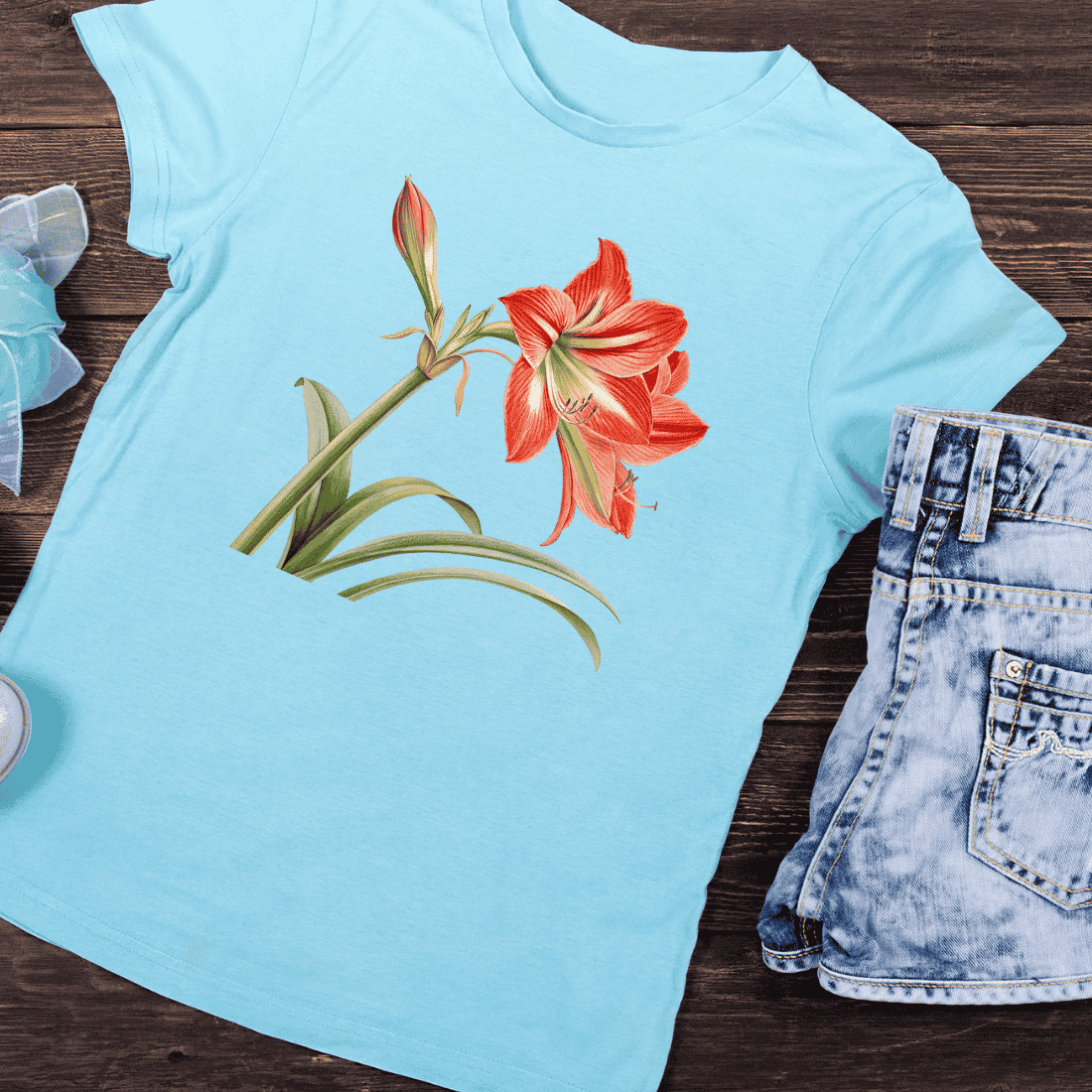 Amaryllis Flower T-Shirt Design preview image.