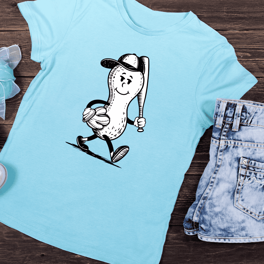 Peanut Baseball Player T-shirt Design cover image.