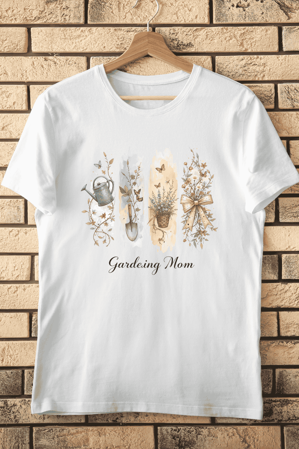 Watercolor Gardening Mom T-Shirt Design pinterest preview image.