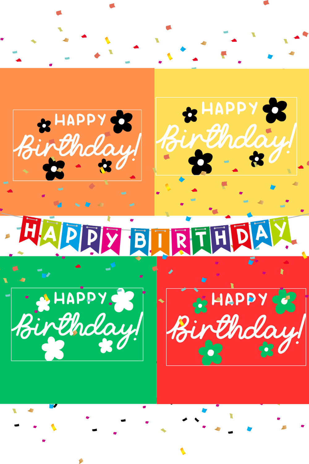 Floral Happy Birthday Design – Playful & Cheerful pinterest preview image.