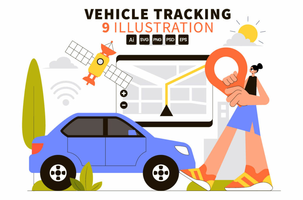 9 Smart Vehicle Tracking Illustration - MasterBundles