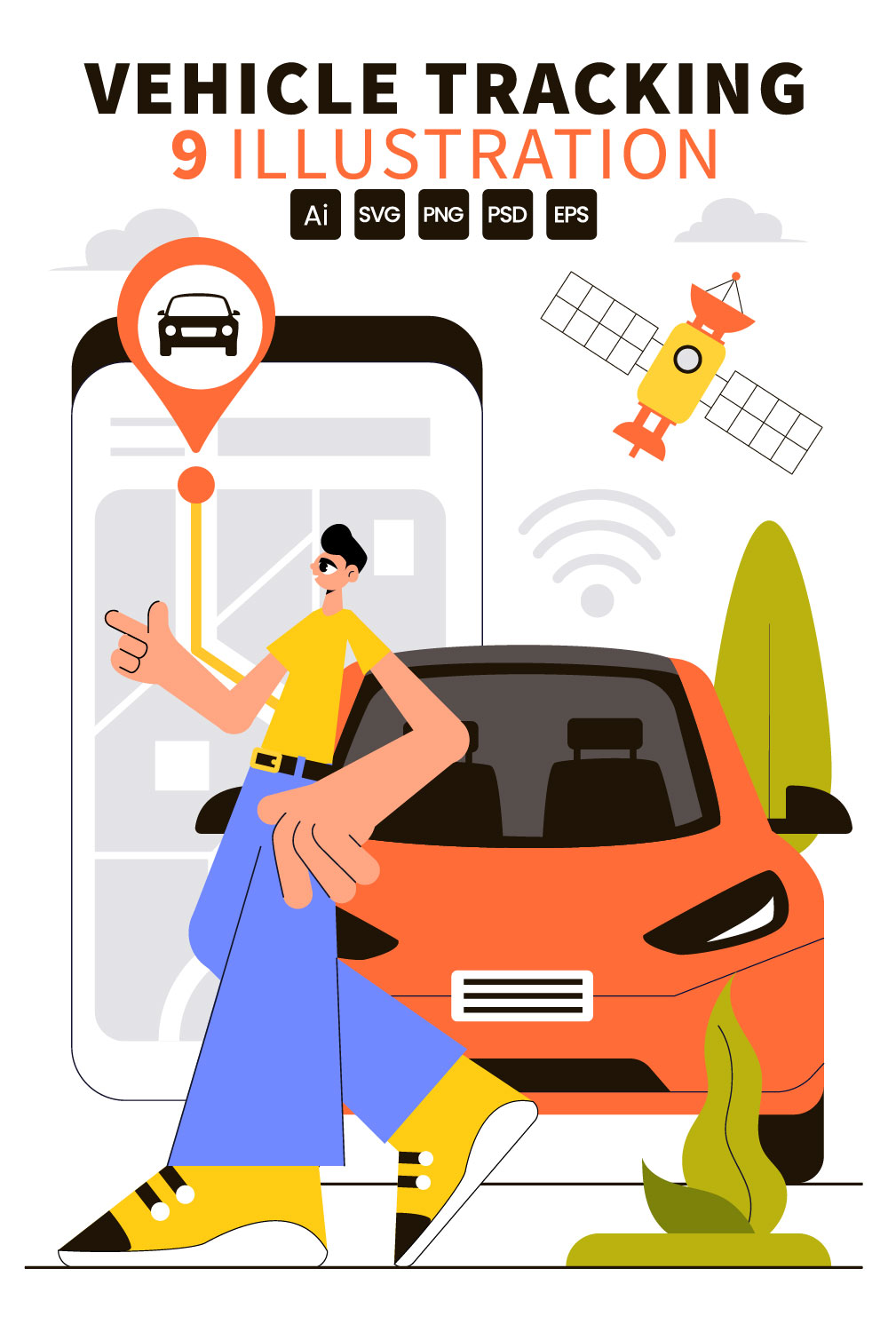 9 Smart Vehicle Tracking Illustration pinterest preview image.