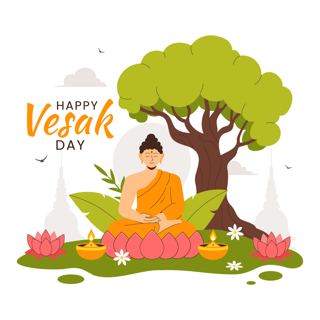 9 Buddhist Vesak Day Illustration cover image.