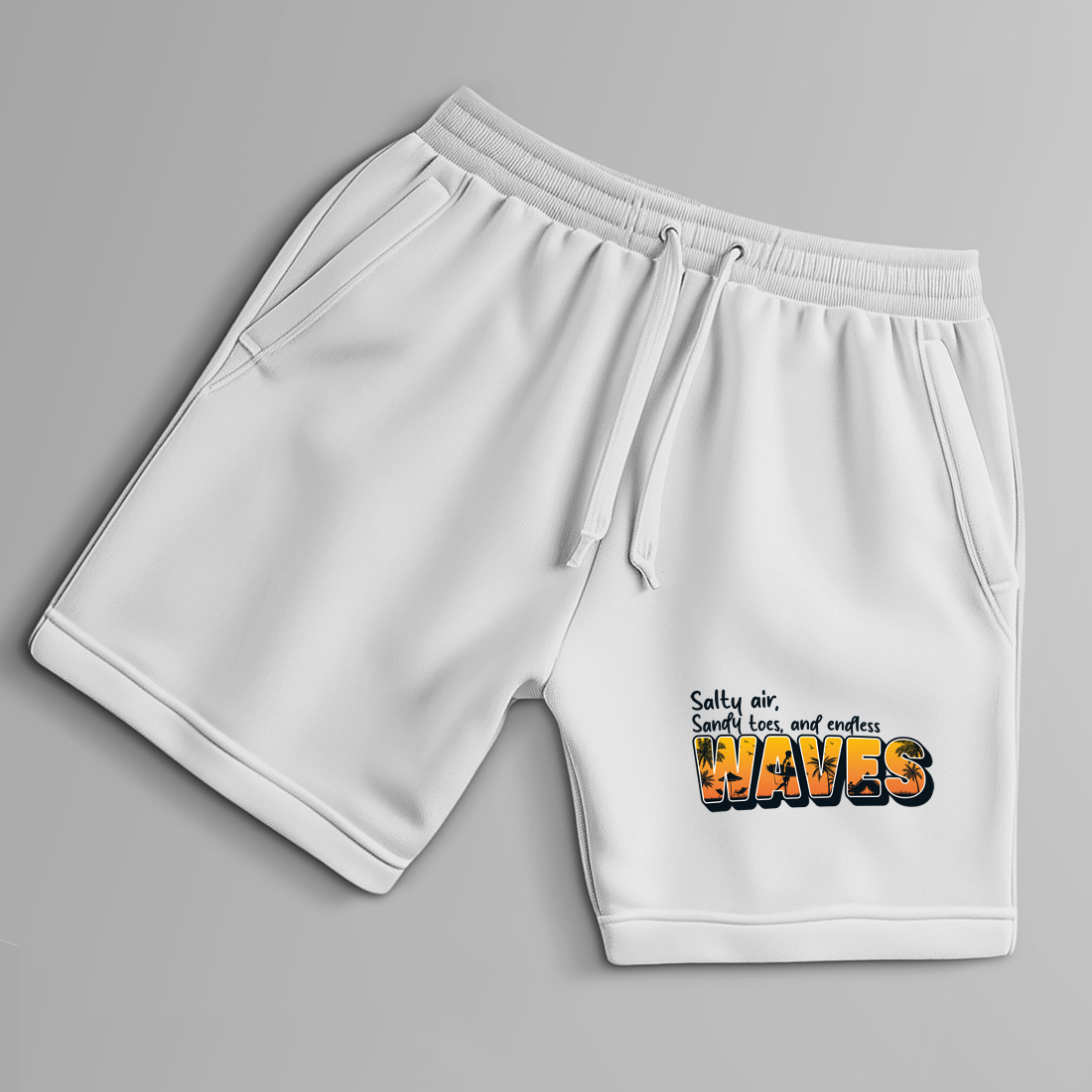 vintage summer waves typography design for beach lovers and surfers. summer beach t shirt design. 9 with shorts mock up 942