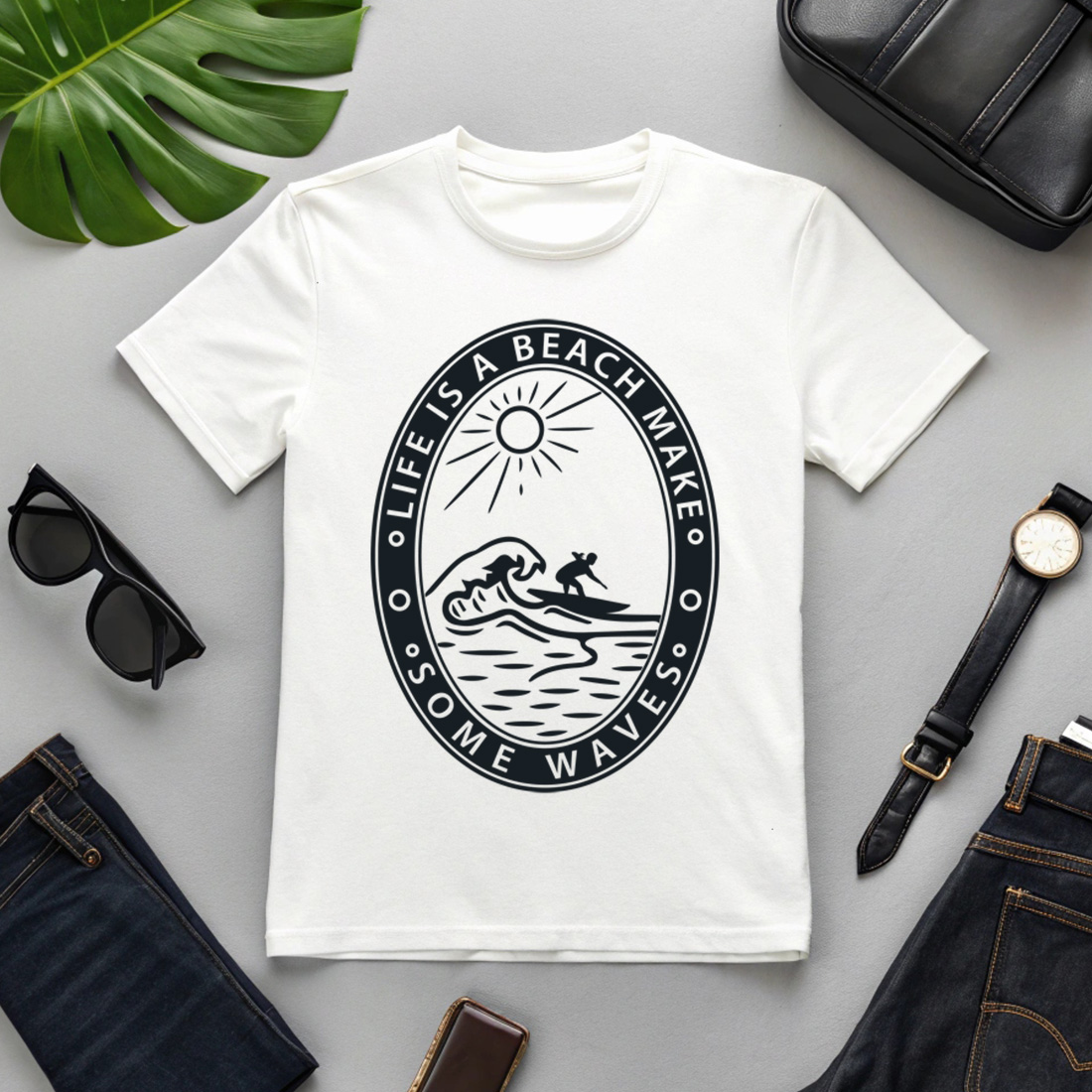 Vintage surfing quote design for t-shirts, mugs, and stickers Summer beach t shirt design cover image.