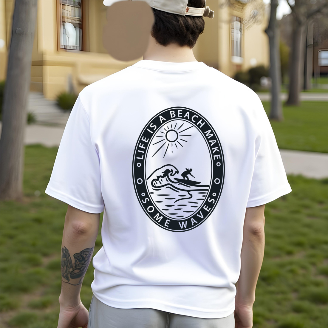 vintage surfing quote design for t shirts mugs and stickers. summer beach t shirt design 6 t shirt mock up 64