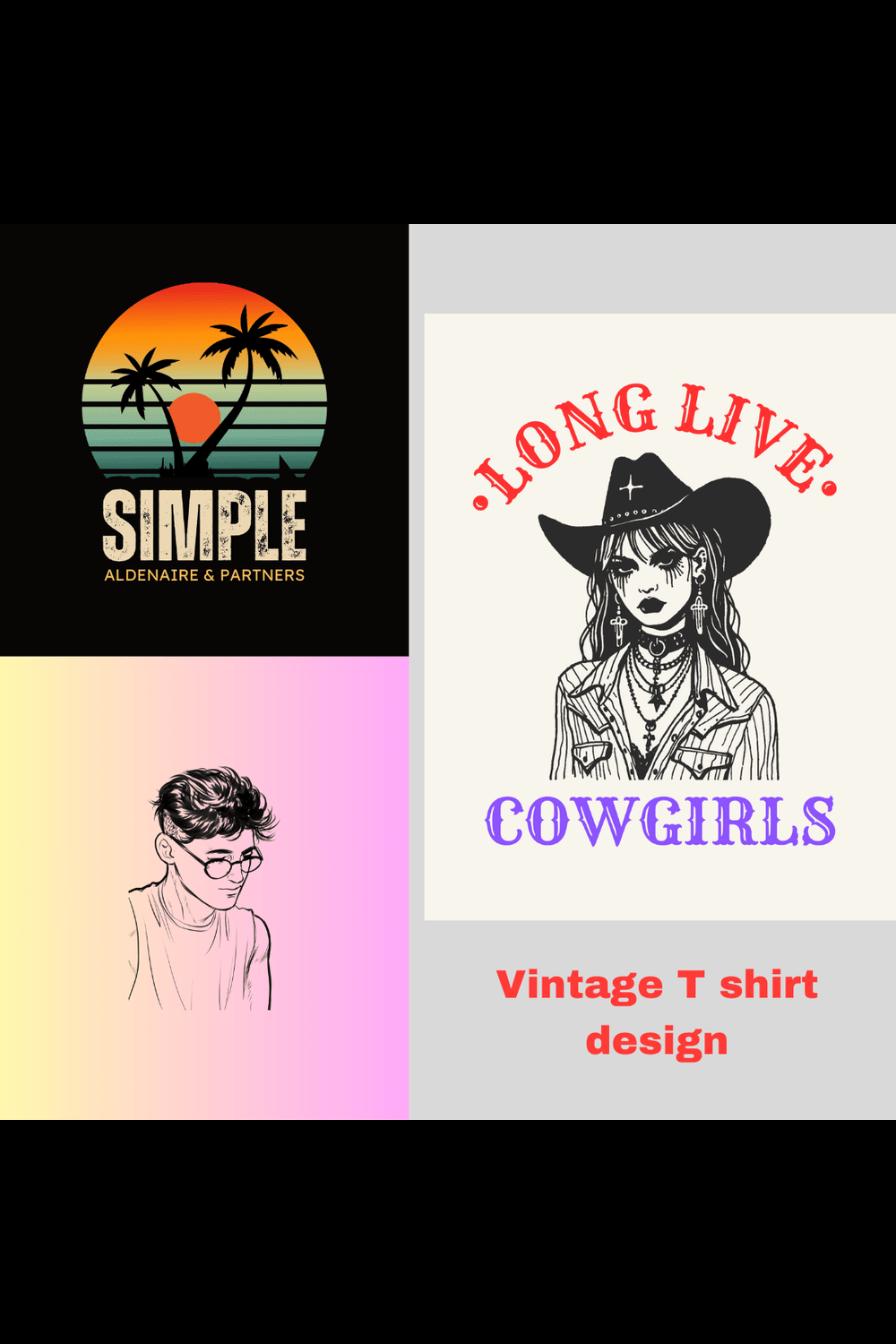 Vintage T shirt design pinterest preview image.