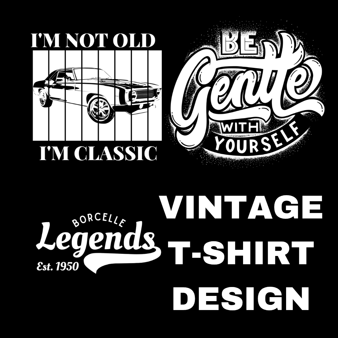 Vintage T-shirt design pinterest preview image.