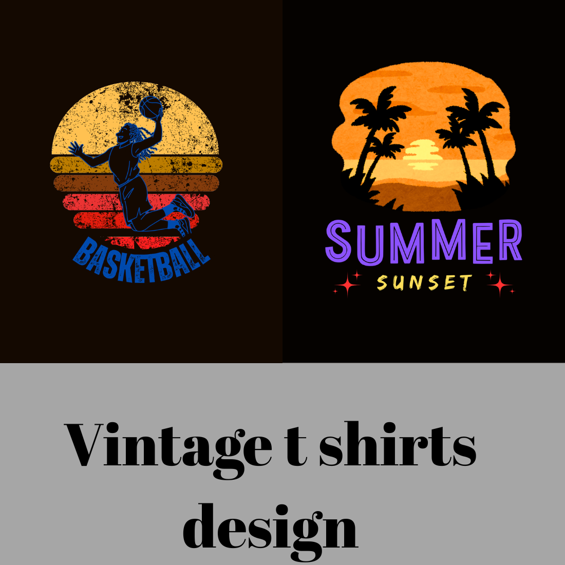 Summer vintage t shirts design preview image.