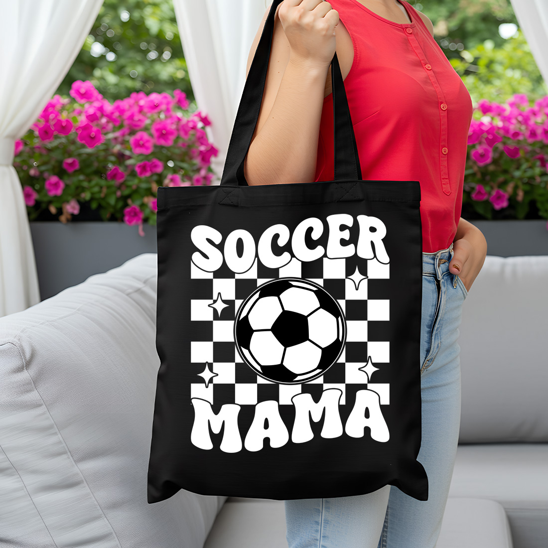 women soccer mom shirt game day t shirt soccer mama graphic short sleeve shirt black tote bag 787