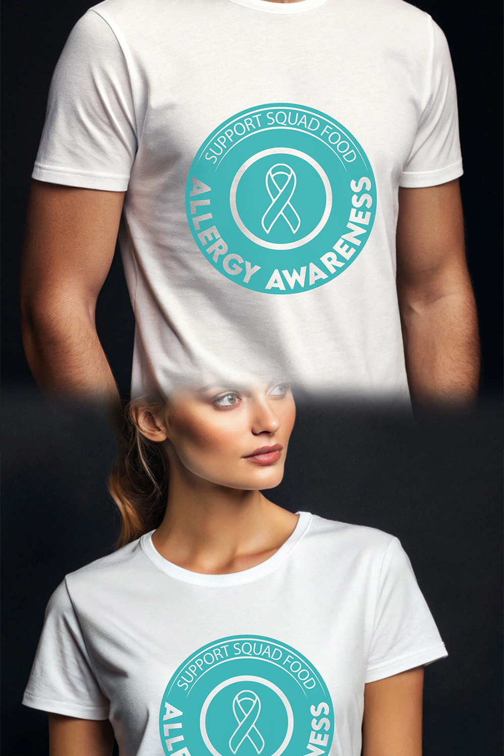 Support Squad Food Allergy Awareness Ribbon T-Shirt – Teal Circle Logo Tee pinterest preview image.